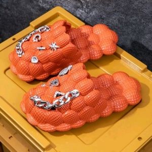 Rhinestone & chain decor vented clogs